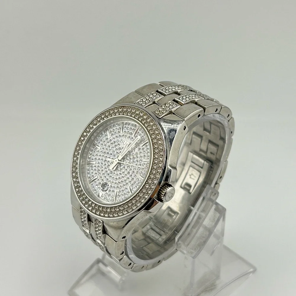 Bulova Phantom Men's Silver Stainless Steel Crystal Dial 42mm Date Watch #506